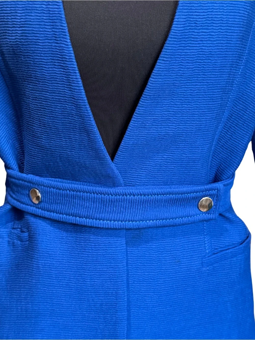 Zara Matching Set Basic Collection Cobalt Blue Ribbed Blazer & Shorts XS